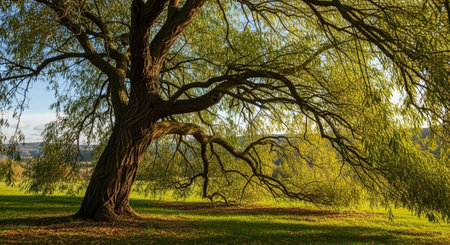 Majestic Trees and Scenic Nature Landscapes in All Seasons with Fantasy and Neon Light Concepts.