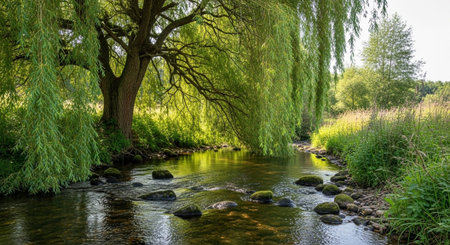 Majestic Trees and Scenic Nature Landscapes in All Seasons with Fantasy and Neon Light Concepts.