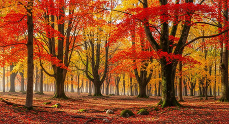Majestic Trees and Scenic Nature Landscapes in All Seasons with Fantasy and Neon Light Concepts.