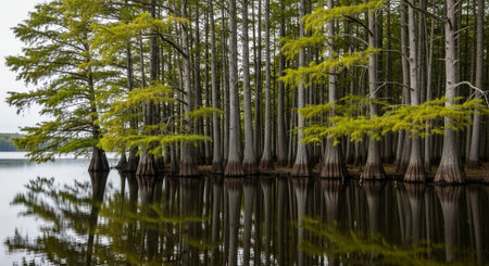 Majestic Trees and Scenic Nature Landscapes in All Seasons with Fantasy and Neon Light Concepts.