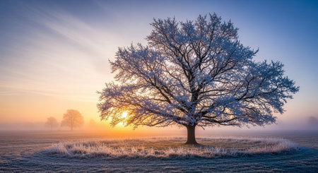 Majestic Trees and Scenic Nature Landscapes in All Seasons with Fantasy and Neon Light Concepts.