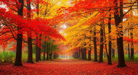 Majestic Trees and Scenic Nature Landscapes in All Seasons with Fantasy and Neon Light Concepts.