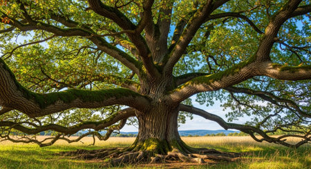 Majestic Trees and Scenic Nature Landscapes in All Seasons with Fantasy and Neon Light Concepts.