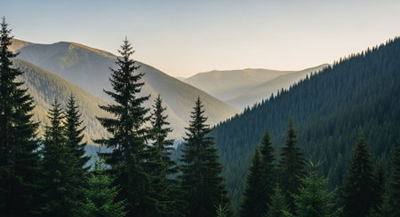 Majestic Trees and Scenic Nature Landscapes in All Seasons with Fantasy and Neon Light Concepts.の写真素材