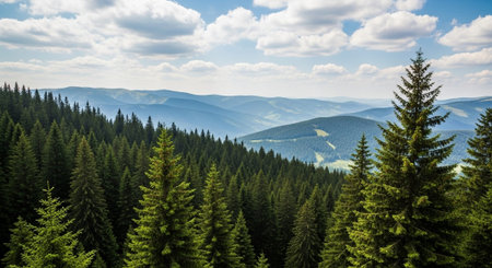 Majestic Trees and Scenic Nature Landscapes in All Seasons with Fantasy and Neon Light Concepts.の写真素材