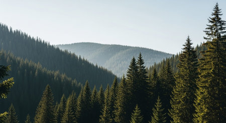 Majestic Trees and Scenic Nature Landscapes in All Seasons with Fantasy and Neon Light Concepts.の写真素材