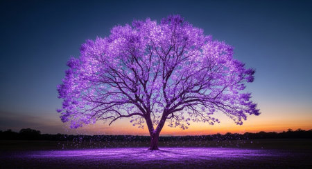 Majestic Trees and Scenic Nature Landscapes in All Seasons with Fantasy and Neon Light Concepts.