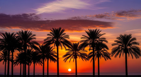 Majestic Trees and Scenic Nature Landscapes in All Seasons with Fantasy and Neon Light Concepts.の写真素材