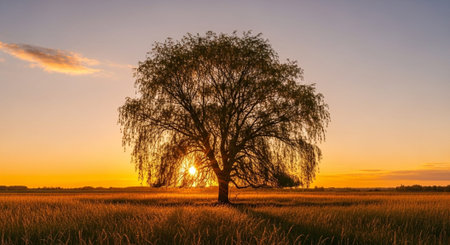 Majestic Trees and Scenic Nature Landscapes in All Seasons with Fantasy and Neon Light Concepts.