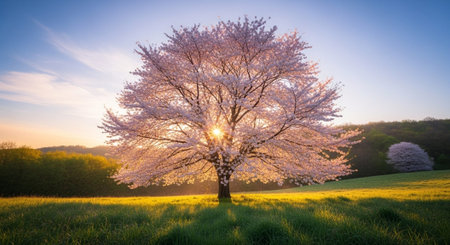 Majestic Trees and Scenic Nature Landscapes in All Seasons with Fantasy and Neon Light Concepts.