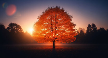 Majestic Trees and Scenic Nature Landscapes in All Seasons with Fantasy and Neon Light Concepts.