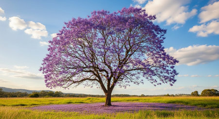 Majestic Trees and Scenic Nature Landscapes in All Seasons with Fantasy and Neon Light Concepts.