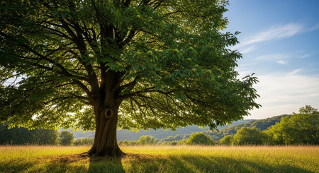 Majestic Trees and Scenic Nature Landscapes in All Seasons with Fantasy and Neon Light Concepts.