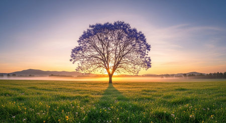Majestic Trees and Scenic Nature Landscapes in All Seasons with Fantasy and Neon Light Concepts.