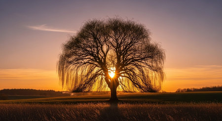 Majestic Trees and Scenic Nature Landscapes in All Seasons with Fantasy and Neon Light Concepts.