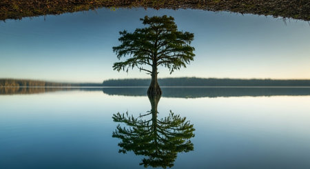 Majestic Trees and Scenic Nature Landscapes in All Seasons with Fantasy and Neon Light Concepts.