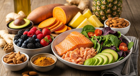 Organic Healthy Food, Fresh Fruits and Vegetables, Farm Animals and Scenic Countryside Landscape...