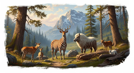 Organic Healthy Food, Fresh Fruits and Vegetables, Farm Animals and Scenic Countryside Landscape Collection.の写真素材