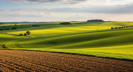 Organic Healthy Food, Fresh Fruits and Vegetables, Farm Animals and Scenic Countryside Landscape...