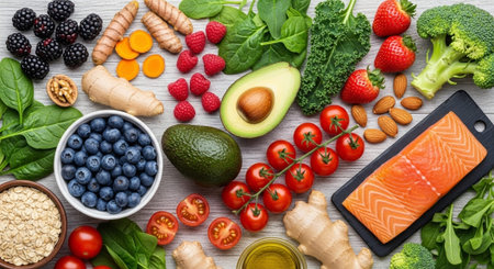 Organic Healthy Food, Fresh Fruits and Vegetables, Farm Animals and Scenic Countryside Landscape Collection.の写真素材