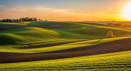 Organic Healthy Food, Fresh Fruits and Vegetables, Farm Animals and Scenic Countryside Landscape Collection.の写真素材