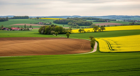 Organic Healthy Food, Fresh Fruits and Vegetables, Farm Animals and Scenic Countryside Landscape Collection.の写真素材