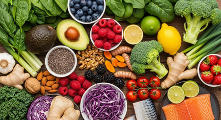 Organic Healthy Food, Fresh Fruits and Vegetables, Farm Animals and Scenic Countryside Landscape...