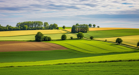 Organic Healthy Food, Fresh Fruits and Vegetables, Farm Animals and Scenic Countryside Landscape Collection.の写真素材