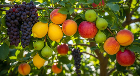 Organic Healthy Food, Fresh Fruits and Vegetables, Farm Animals and Scenic Countryside Landscape...