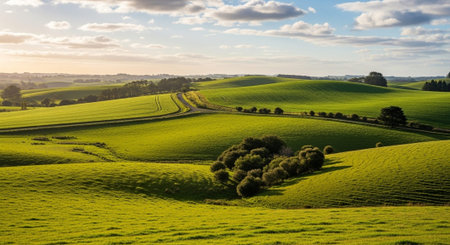 Organic Healthy Food, Fresh Fruits and Vegetables, Farm Animals and Scenic Countryside Landscape...