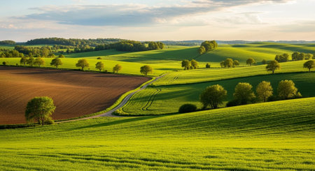 Organic Healthy Food, Fresh Fruits and Vegetables, Farm Animals and Scenic Countryside Landscape...