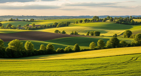 Organic Healthy Food, Fresh Fruits and Vegetables, Farm Animals and Scenic Countryside Landscape...