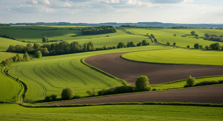 Organic Healthy Food, Fresh Fruits and Vegetables, Farm Animals and Scenic Countryside Landscape...