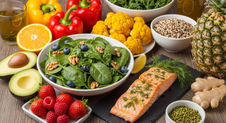 Organic Healthy Food, Fresh Fruits and Vegetables, Farm Animals and Scenic Countryside Landscape Collection.の写真素材