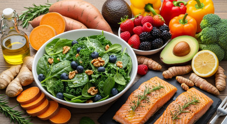 Organic Healthy Food, Fresh Fruits and Vegetables, Farm Animals and Scenic Countryside Landscape...