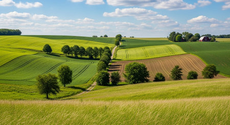 Organic Healthy Food, Fresh Fruits and Vegetables, Farm Animals and Scenic Countryside Landscape...