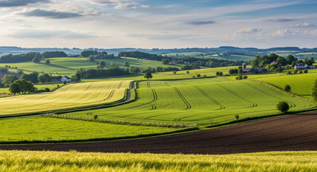 Organic Healthy Food, Fresh Fruits and Vegetables, Farm Animals and Scenic Countryside Landscape...