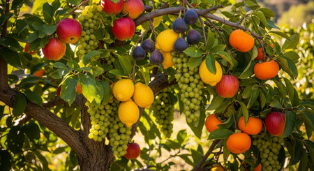 Organic Healthy Food, Fresh Fruits and Vegetables, Farm Animals and Scenic Countryside Landscape...