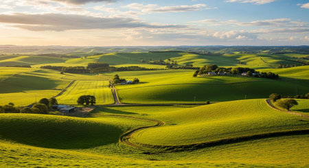 Organic Healthy Food, Fresh Fruits and Vegetables, Farm Animals and Scenic Countryside Landscape...