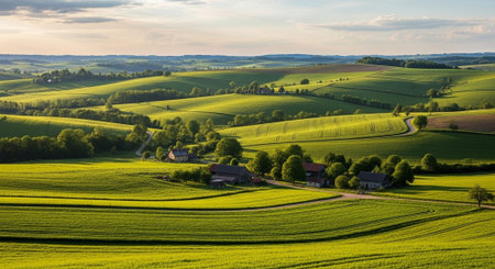 Organic Healthy Food, Fresh Fruits and Vegetables, Farm Animals and Scenic Countryside Landscape...