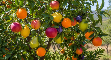 Organic Healthy Food, Fresh Fruits and Vegetables, Farm Animals and Scenic Countryside Landscape...