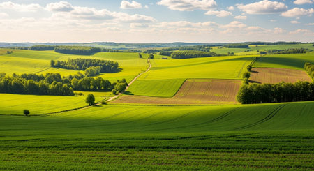 Organic Healthy Food, Fresh Fruits and Vegetables, Farm Animals and Scenic Countryside Landscape...