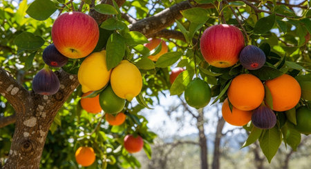 Organic Healthy Food, Fresh Fruits and Vegetables, Farm Animals and Scenic Countryside Landscape...