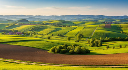 Organic Healthy Food, Fresh Fruits and Vegetables, Farm Animals and Scenic Countryside Landscape Collection.の写真素材