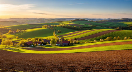Organic Healthy Food, Fresh Fruits and Vegetables, Farm Animals and Scenic Countryside Landscape...