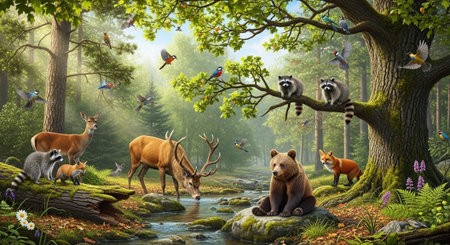 Organic Healthy Food, Fresh Fruits and Vegetables, Farm Animals and Scenic Countryside Landscape...