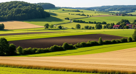 Organic Healthy Food, Fresh Fruits and Vegetables, Farm Animals and Scenic Countryside Landscape...