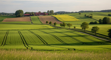 Organic Healthy Food, Fresh Fruits and Vegetables, Farm Animals and Scenic Countryside Landscape Collection.の写真素材