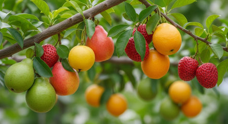 Organic Healthy Food, Fresh Fruits and Vegetables, Farm Animals and Scenic Countryside Landscape...