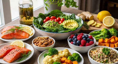 Organic Healthy Food, Fresh Fruits and Vegetables, Farm Animals and Scenic Countryside Landscape...